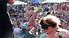 festival video: Naughty ladies are posing in tiny panties in front of many men, during a festival