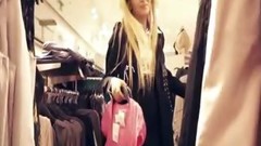 flasher video: Pretty real amateur blonde chick fucked inside the dressing room for cash