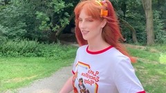 redhead teen video: Redhead teen Alex Harper with pigtails does a photoshoot in the woods