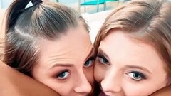 ebony lesbian video: Two white teen girls are having interracial lesbian sex with their ebony friend