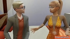 3d video: Fit blonde with glasses and a guy she likes a lot are about to have casual sex