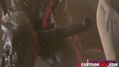 alien video: Big tits Samus riding alien dick well cowgirl style