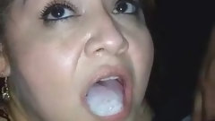 cum swallowing video: Slut wife swallows a mouthful of cum