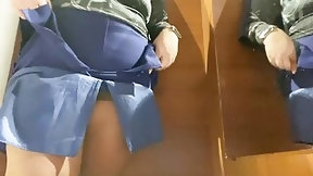 dressing room video: Curvy MILF in the mall fitting room trying on skirts