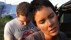 swedish video: Short haired, Swedish brunette, Anna is having sex in a public place, with a random guy