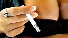 cigarette video: Perky tits smoker in black stockings
