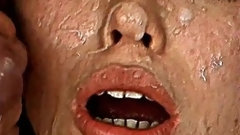 messy facials video: Vintage blonde takes a messy double facial