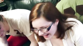 gamer girl video: Gamer girl lets him lick his own cum