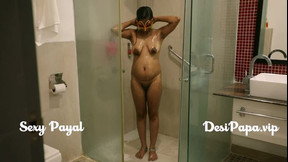 honeymoon video: desi south indian girl young bhabhi Payal in bathroom taking shower and masturbation
