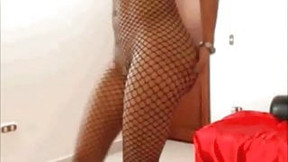 bodystocking video: My MILF Exposed Hot busty babe in fishnet bodystockings pole