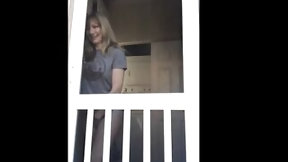 public masturbation video: looking at my neighbour out the back door