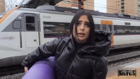 money video: Pretty girl needs money at the train station - Maria Wars