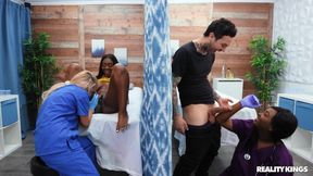 cheating ebony video: Crazy Fucking The Fertility Clinic Nurses