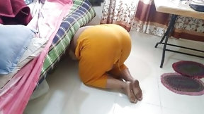 indian big ass video: Desi Stepmom Gets Stuck While Sweeping Under The Bed When Stepson Fucks Her & Cum Out Her Big Ass - Family Sex (Part-1)