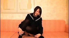 school uniform video: Hot college Asian chick with school uniform