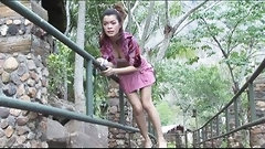 thai big ass video: Irresistible Kwan Galyarut poses nude and plays with a dildo outside