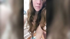 canadian video: Thick Red Haired makes her self Cum inside American Eagle