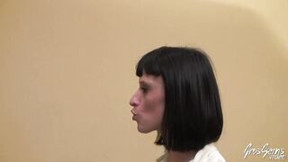 job interview video: Hungry dark hair gets fuck at job interview