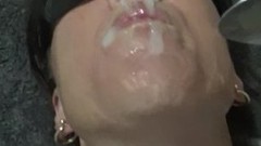 cum gargling video: cum fetish, massive facial with cum cleanup, cum gargle & swallow