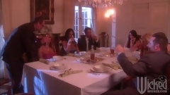 : Randy chick gets fucked in group sex after the dinner party