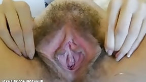 cunt video: Ali strokes   her hairy pussy and cums  strokes her hairy pussy and cums