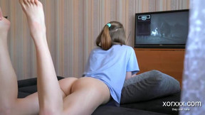 gamer girl video: Anal with sexy girl gamer