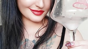 spit video: Dirty fetish. Special spit and cum cocktail for you dirty boy by Dominatrix Nika