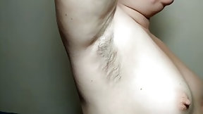 armpit video: Ellie shows her hairy armpits and plays with them