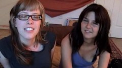 nerdy video: Nerdy girls in glasses lick and then toy their pussies