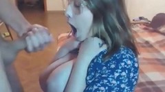 cum on tits video: amatuer with big tits takes a load of cum
