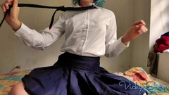 uniform video: Skinny schoolgirl strips off uniform for sex POV - Vicky Swan