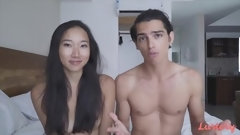 asian hotel video: Young Asian Luna intimate with her boyfriend James in the hotel room