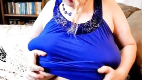obese video: Busty milf teases her neighbour, then comes home and fucks herself