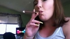 long nails video: Angel - Retro Smoke / BBW redhead smokes More 120's with pretty gold nails