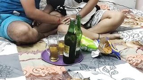indian group sex video: Village Aunty loving party with wine than fucking with her husbands... HD