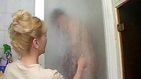 bathroom video: Aged golden-haired receives drilled in the baths
