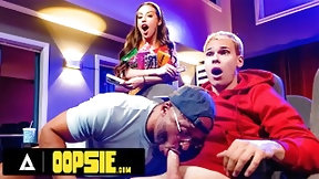 theater video: OOPSIE - Petite Spencer Bradley Has PUBLIC BISEXUAL THREESOME With Interracial Guys At The Theatre!