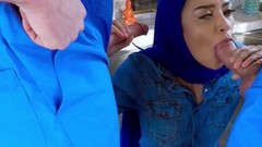 arab in 3some video: 18yo Arab Maya Bijou throated and facial threesome