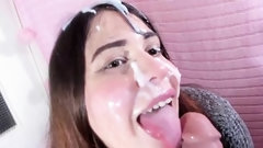 facial video: Amateur girlfriend blowjob with facial cumshot