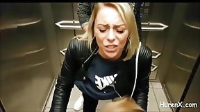elevator video: german bitch fuck in elevator