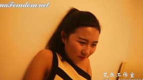 asian femdom video: Gimp slave is punished by Asian mistress and he worships her feet