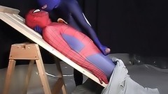 superhero video: Superheroes sucking Spiderman's cock