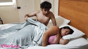 bedroom video: Stepson Fuck Stepmom Without Condom in travel - sharing bed