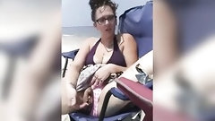 beach video: Wench Gets Super Moist Touching her Hirsute Vagina at the Public Beach