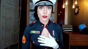 hardbodied video: Seductive Marine babe in uniform shows her big fake tits topless
