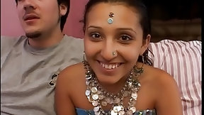 desi girlfriend video: Sweet Indian girlfriend prefers threesome sex with strangers