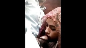 arab and indian video: Slutty Hijabi sucks Dick in the Car