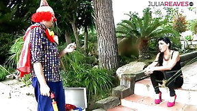 clown video: The clown bores Alena so he has to fuck her