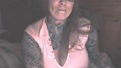 tattoo video: # Thick, tattooed, busty babe with big natural boobs
