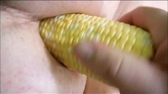 vegetable video: BBW anal fuck with corn cob-Vegetable anal insertion